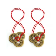 2 шт. китайский фэн-шуй монеты осмысленные монеты Фортуны с красными струнами для богатства и Удачи Красочные
