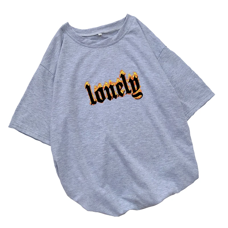 Женская футболка с надписью LONELY FRAME летняя Свободная Повседневная Уличная Tumblr в