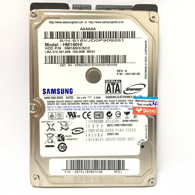 Samsung Laptop Notebook 500gb 80gb 160gb 250gb 320gb 160g 320gb 500g 2.5 Hdd 5400rpm Sata Internal Hard Drives Disk - Solid Drives - AliExpress