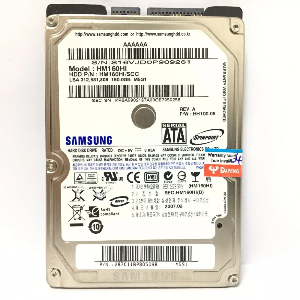 Внутренние жесткие диски Samsung для ноутбука диск 500 Гб 80 160 250 320 1 ТБ 2.5 HDD SATA 5400RPM 8