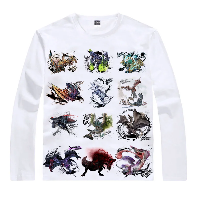 Coolprint Футболка с изображением в стиле Аниме Monster Hunter 4-Футболки для женщин мульти-стиль с длинным рукавом гром волк Wyvern zinogre Косплэй Kawaii Рубашки для мальчиков - Цвет: Style 10