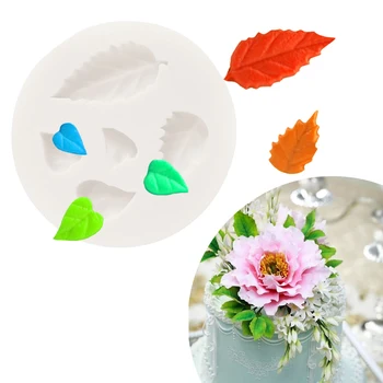 

5 Holes Mini Leaf Leaves Silicone Fondant Cake Mold Cupcake Decorating Tools Kitchen Baking Gum Paste Chocolate Candy Molds