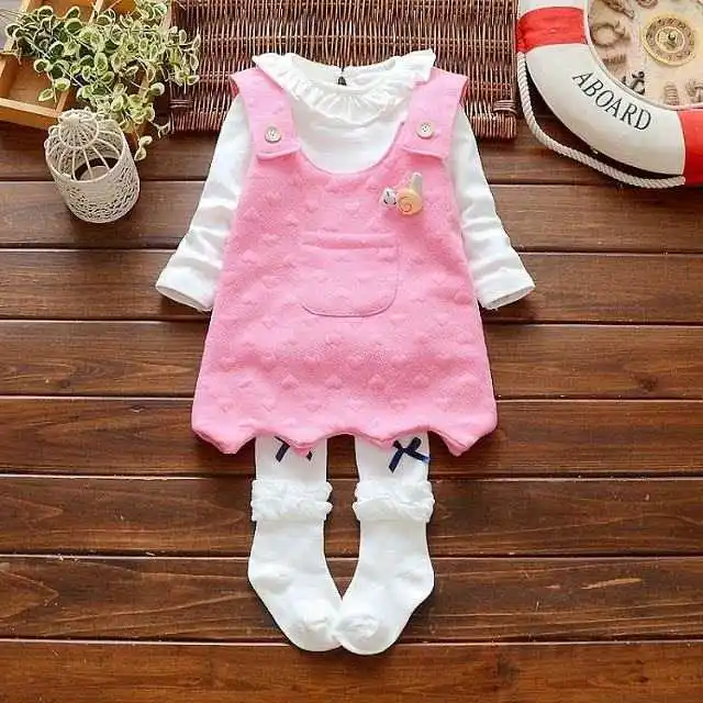 

Spring Girl Dress Long Sleeve Blue Red 2colors Baby Girls Dresses Korean Princess Dress Top Coat 2pcs Infant Kids Clothes 4ds177