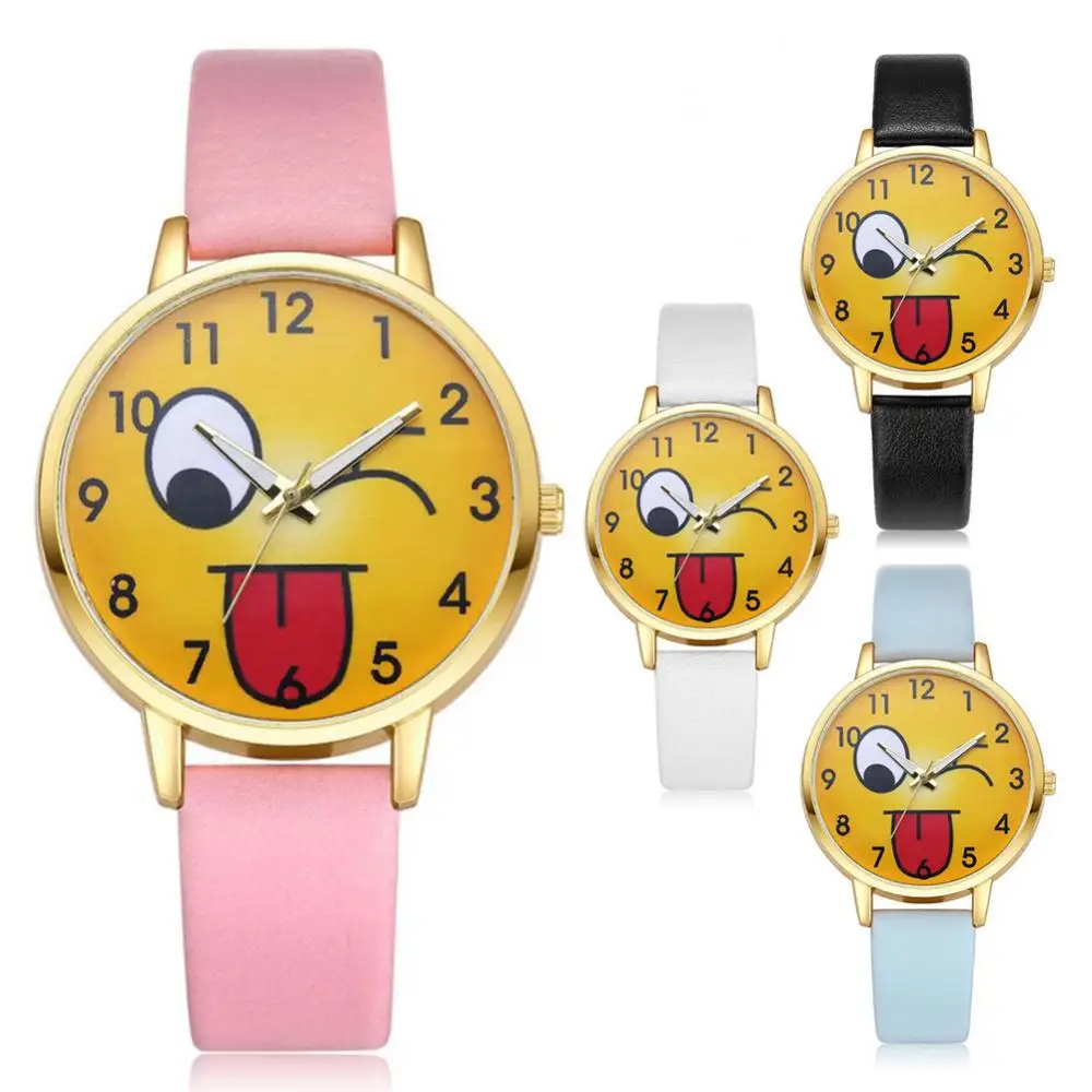 Fashion Creative Emoji Unisex Watches Cute Girls Children Wrist Watch