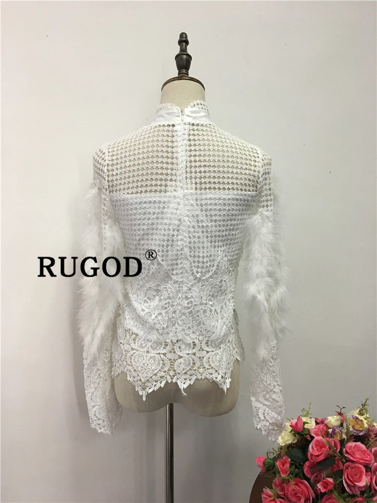 RUGOD Сексуальная кружевная открытая женская блузка, винтажные Лоскутные женские рубашки с перьями, элегантная летняя блузка с вышивкой и топы для девушек