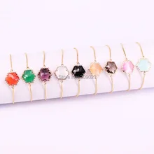 10 шт. смешанные Цвет Кристалл Стекло шестиугольник Форма Инструменты для наращивания волос Бусины очарование металлические цепи Браслеты