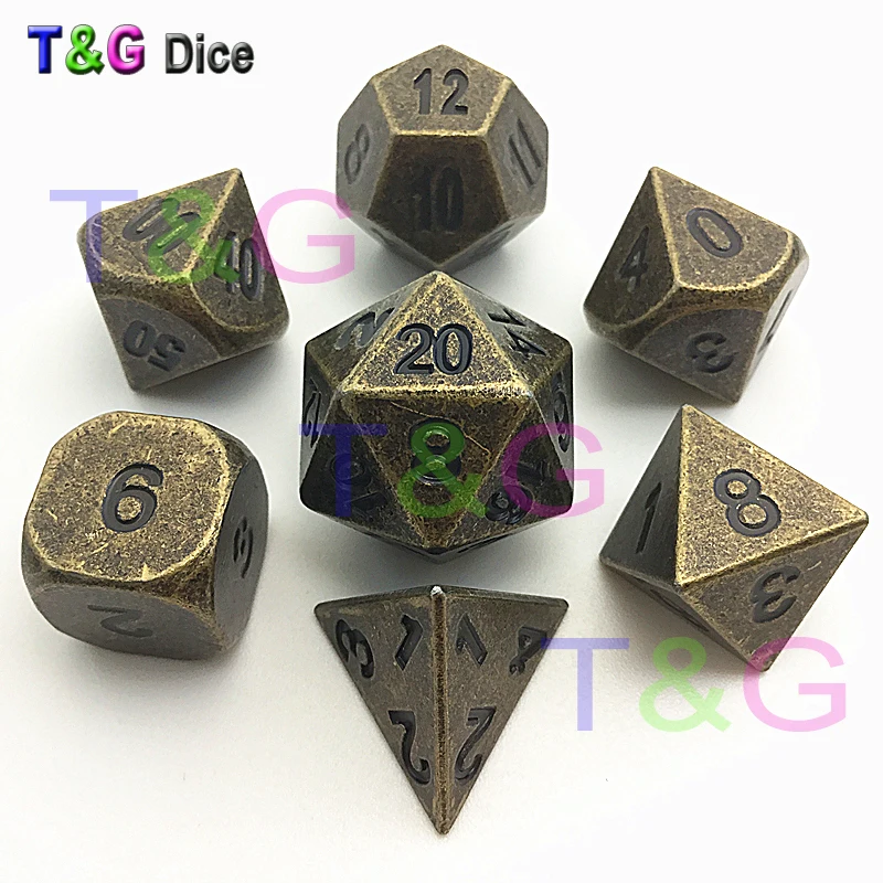 

D4 D6 D8 D10 D00-90 D12 D20 Metal Dice with Box Zinc Alloy T&G Hot Game