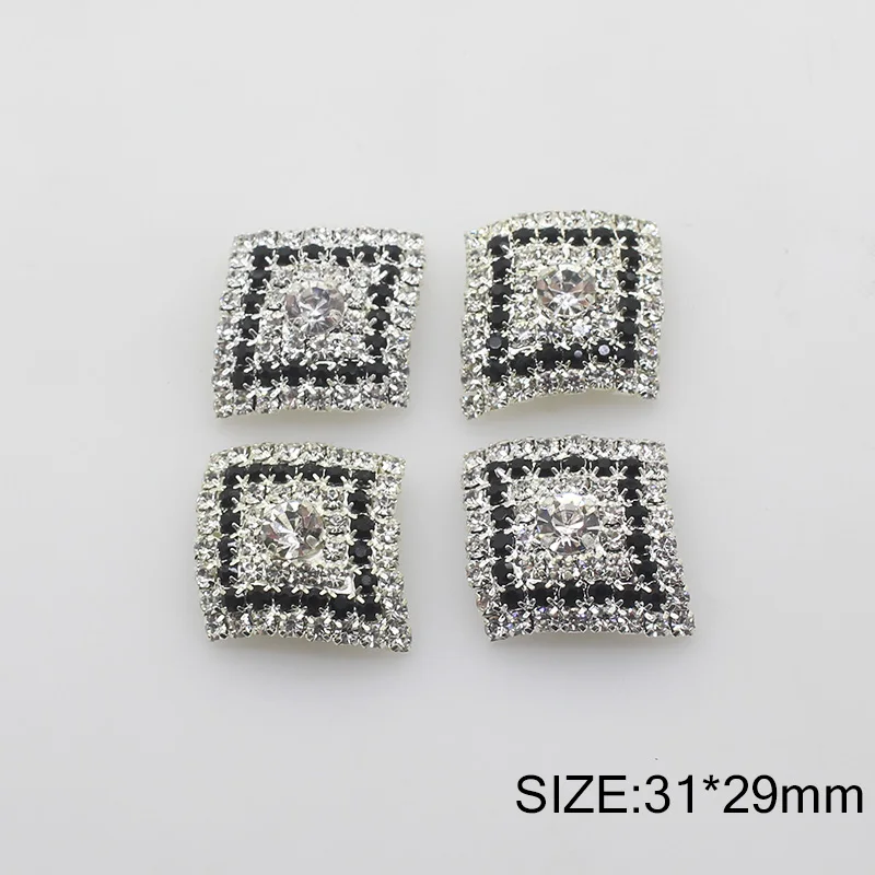 

New 5pcs/lot 31*29mm Irregular square Crystal Rhinestone Button Shank Jewelry fittings clothing sewing buttons