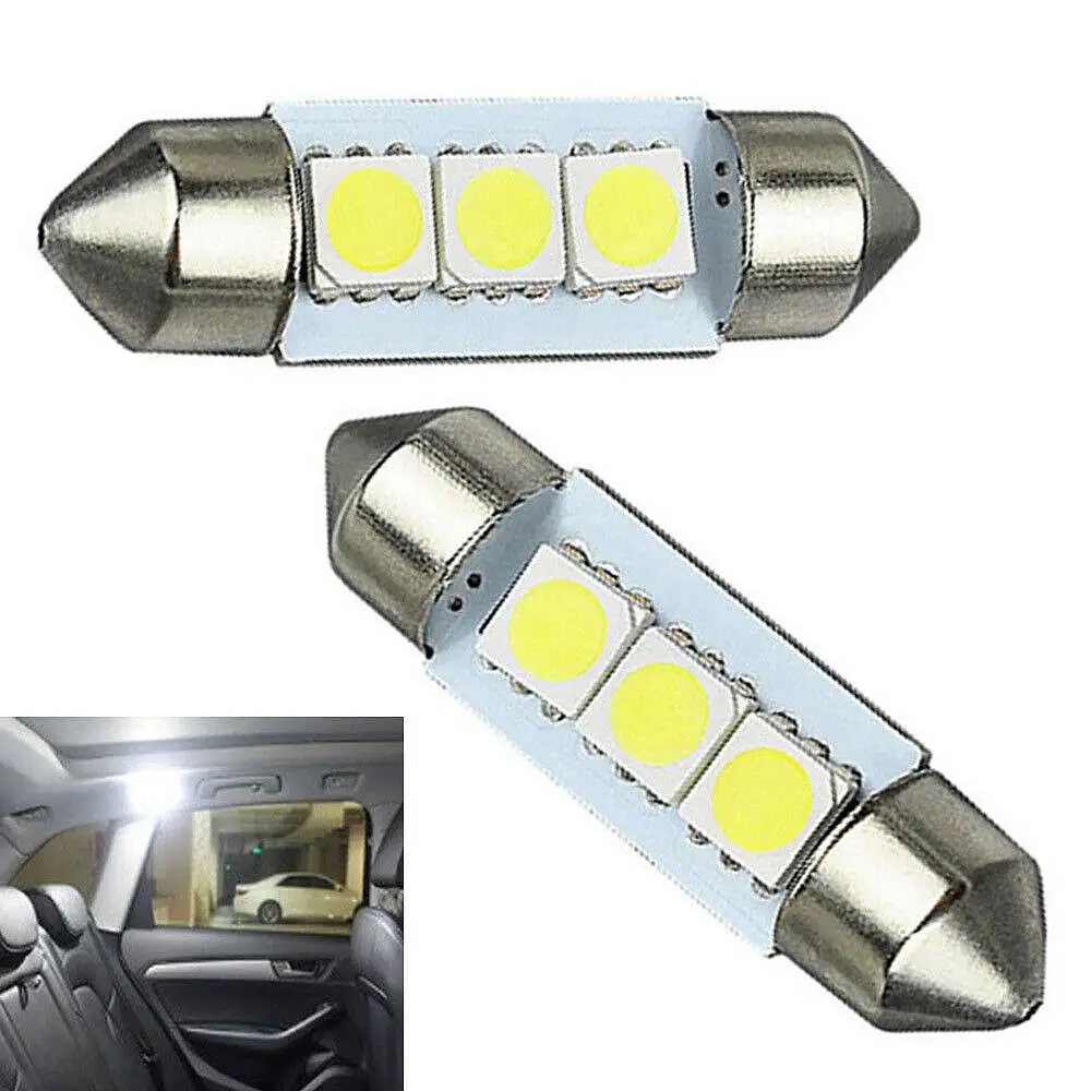 

14pcs Auto Reverse Signal Bulb Lamp White T10c Car Tail Turn Brake Daytime Running Light Car License Plate Light Reading Lamps
