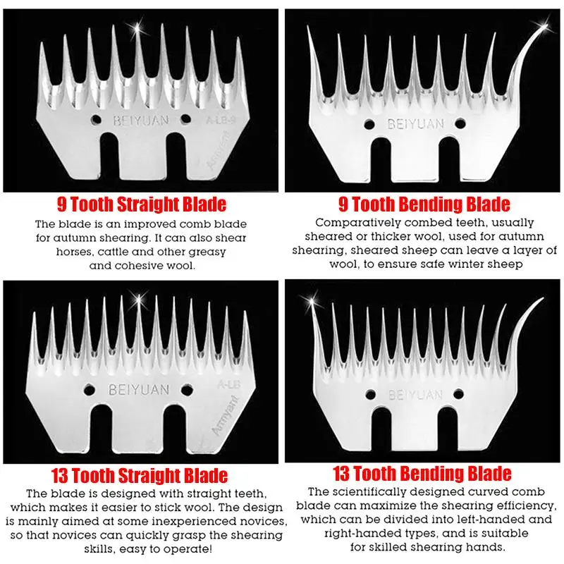 9 Tooth Curved Blade 1000 Вт 220 В 2400 об/мин Электрическая стрижка машинка для стрижки Овцы козы Альпака ножницы для стрижки домашних животных ножницы для шерсти - Цвет: 9 Tooth Curved Blade