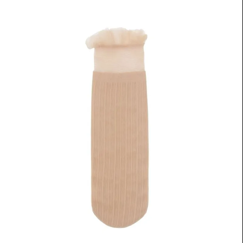 Apricot color Женские носки 1 пара летние новые модные однотонные кружевные мягкие длинные носки для женщин сетчатые тонкие носки calcetines largos socken - Цвет: Apricot color