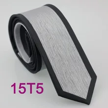 Yibei Coachella жаккардовые из микрофибры серебряной полосой галстук черный границы Повседневное corbatas Тонкий Узкий тощий мужские галстуки