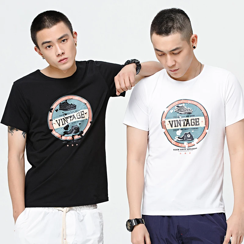 

Men Tshirt Cotton Spandex O-neck Print Casual Short Sleeve Tshirt Fashion Black White Big Size 5xxl Men Tops Tee BINHIIRO TX1905