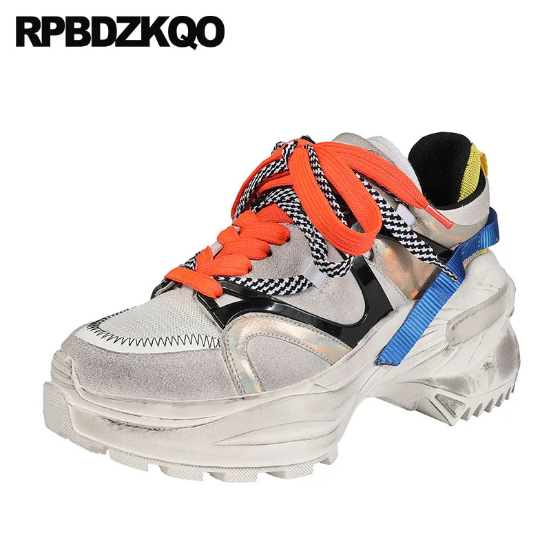 

thick sole creepers sneakers lace up soft platform designer shoes women luxury 2019 red muffin wedge retro gray breathable mesh