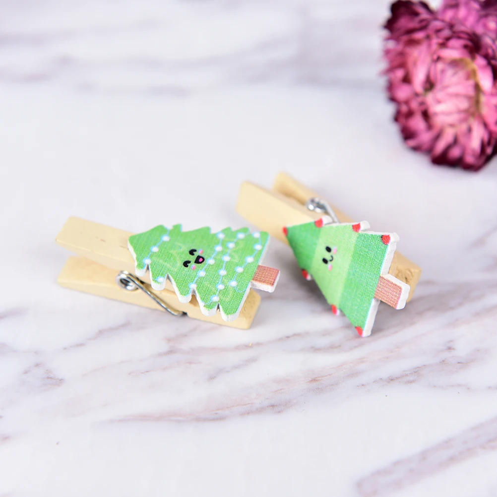 Buy 35x20mm 10pcs Christmas Tree Wood Clips For Christmas Party Wedding