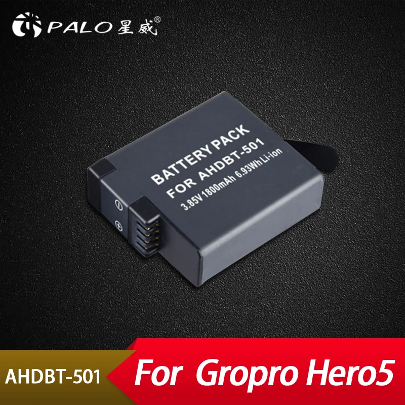 

Palo Gopro5 battery Gopro hero 5 Rechargeable Replacement batteries for Go Pro 5 gopro hero 5 camera AHDBT 501 AHDBT-501