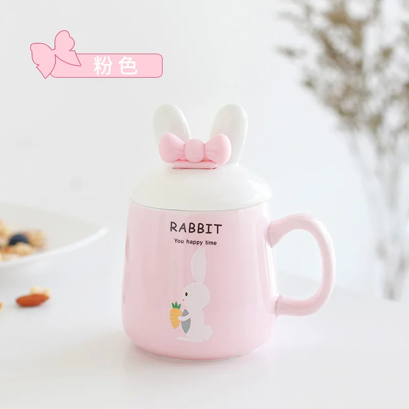 Керамическая кружка кролик офис Симпатичные чашки студент домой мультфильм парные чашки с крышкой кролик Керамика кружка