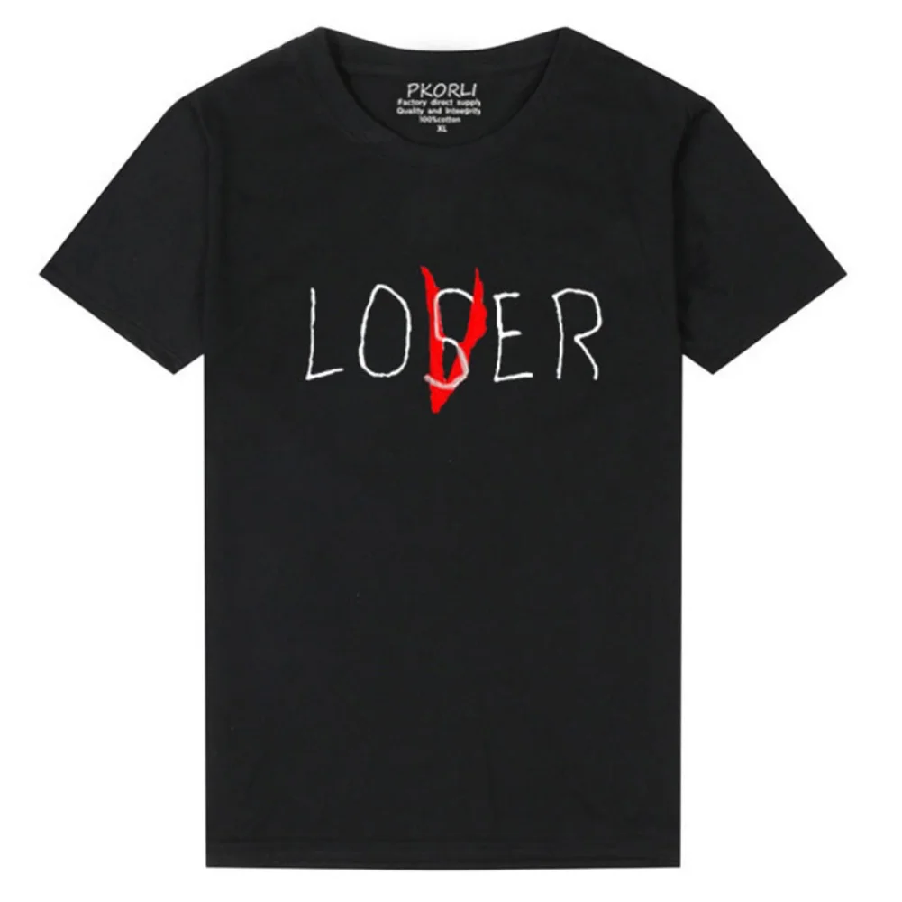 Женская футболка с надписью Lover Loser 100% хлопок футболки коротким рукавом забавные