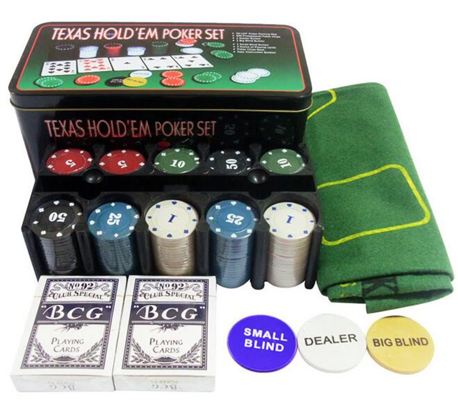 

Poker Chip Set 21 Point Set Iron Box with 200 Chips Tablecloth Code and Poker Chess Entertainment Casual Game Casino Essentials