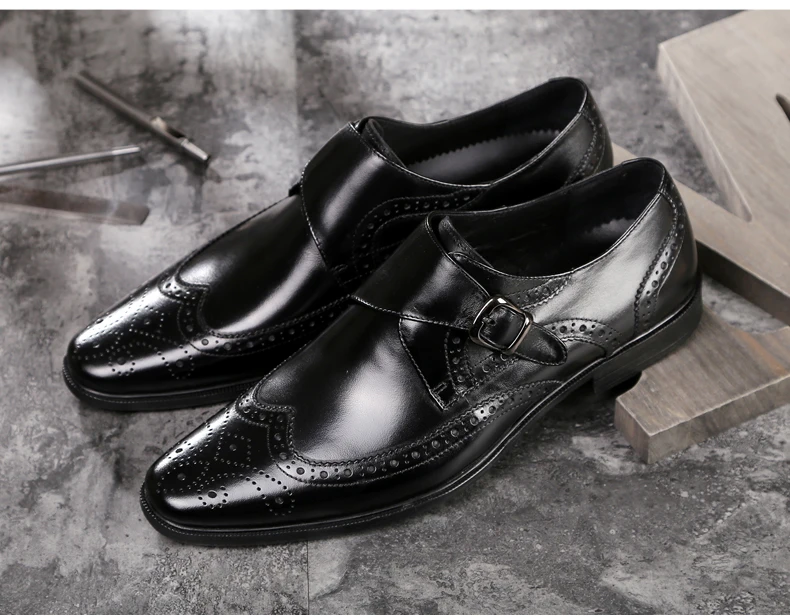 Men's Oxfords Shoes Leisure Casual Genuine Leather Wedding Dress Shoes For Men Business Brogues Shoes Moccasins Square Toe Shoes (6)