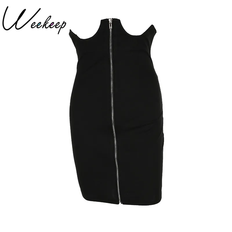 

Weekeep Women 2018 High Waist Black Skirt Fashion Front Zipper Split Pencil Faldas Mujer Skirt Bodycon Short Wrap Skirts Womens