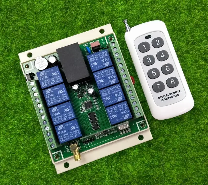 

433mhz Universal AC110V 220V 8 channel RF Wireless Remote light Control switch Receiver Transmitter 100m