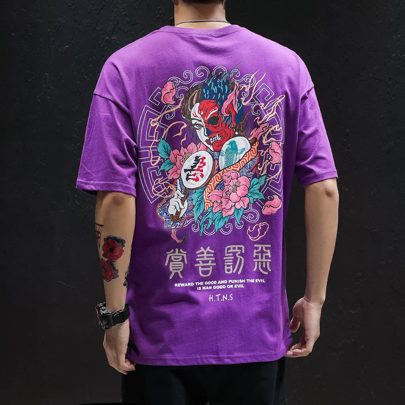 

2019 S ummer T Shirt Men Japanese Harajuku Printed Men's Tee Shirts T Shirt Cotton Fashion Hip Hop High Street Tees Streetwear