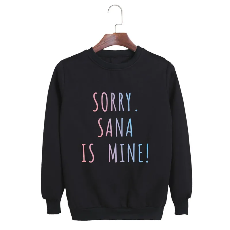  KPOP Sorry Twice is Mine Spoof Mischief Discoloration Laser O-Neck Cotton Hoodies Long Sleeve Tops 