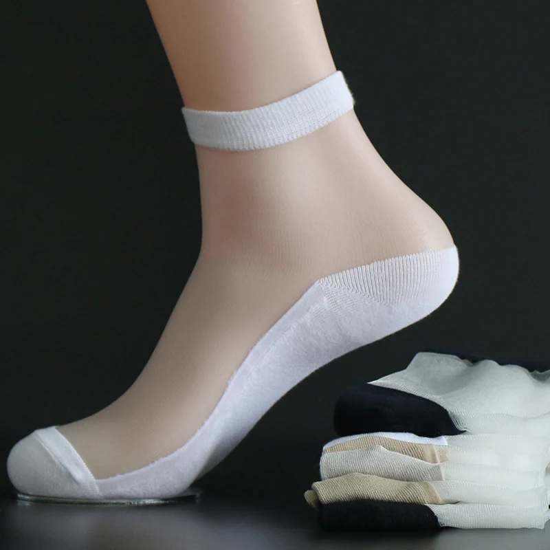 

2 Pairs/Lot Male Crystal Silk Summer Thin Short Cool Socks Men Commercial Colorful Sox Boyfriend Gift Hip Hop Dress Calzini