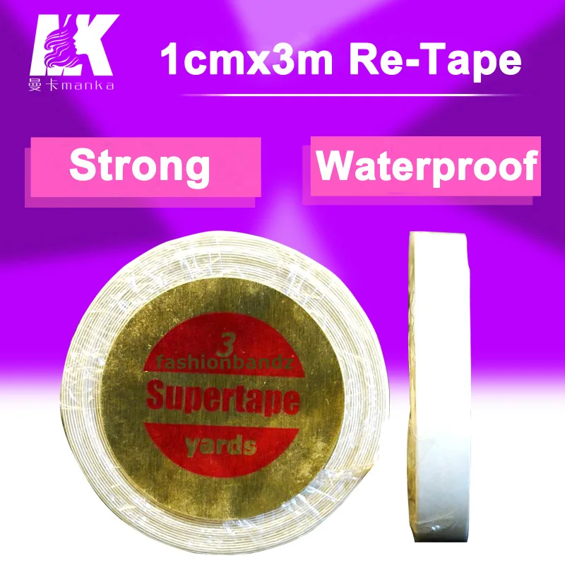 3rolls/lot white color 1cm x 3m hair extension adhesive tape for tape hair, toupees, wigs/double sided tape 3rolls/lot white color 1cm x 3m hair extension adhesive tape for tape hair, toupees, wigs/double sided tape