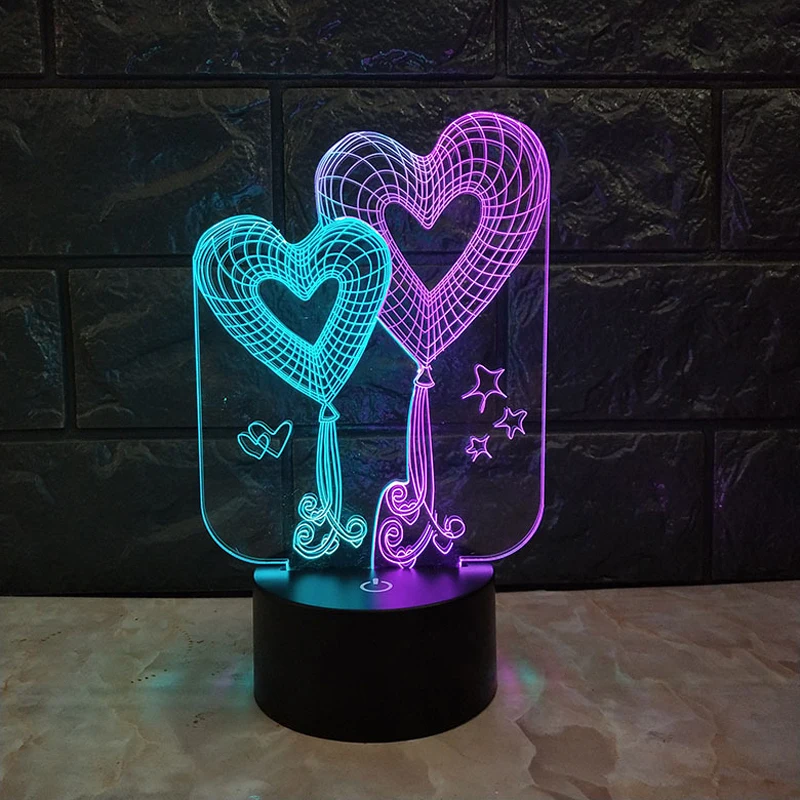 Двойной красочный меняющийся светодиодный настольный ночник USB сенсорный 3D лампа для Декор для детских комнат ночной Детский Светильник