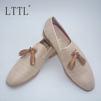 LOUBUTEN Big Size 47 Leather Tassel Loafers Men Handmade Slip On Dress Shoes Luxury Men's Banquet Wedding Shoes Man Casual Flats mabaiwan 2018 new fashion handmade men shoes slipper leather loafers dress wedding shoes men party slip on flats plus size 38 46