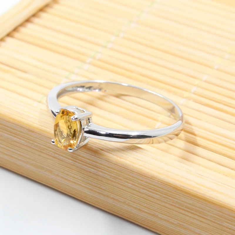 Модное серебряное обручальное кольцо для девочки 4 мм* 6 мм натуральное VVS цитрин серебряное кольцо твердое 925 пробы Серебряное цитриновое кольцо
