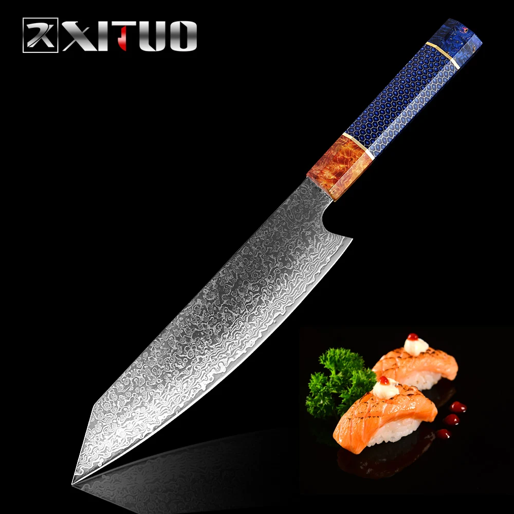 XITUO Дамасская сталь 67 слойный японский нож шеф повара 8 дюймов Kiritsuke gyuto модные
