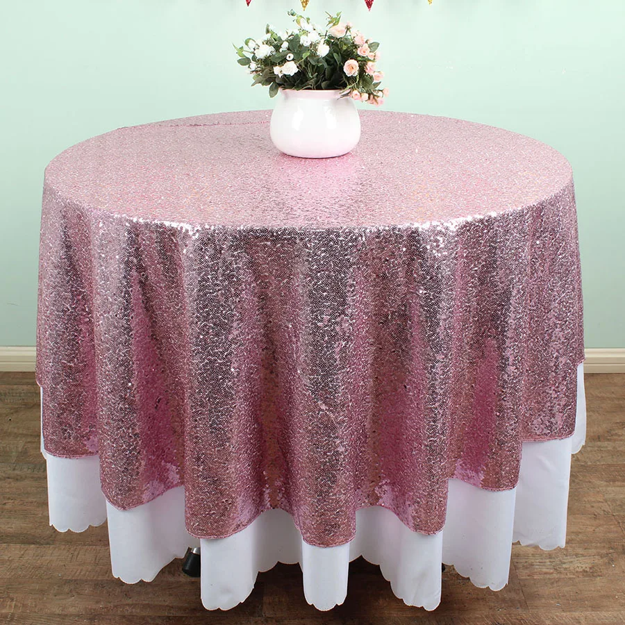72" Round Pink Sequin TableCloths Table linens overlays Wedding party