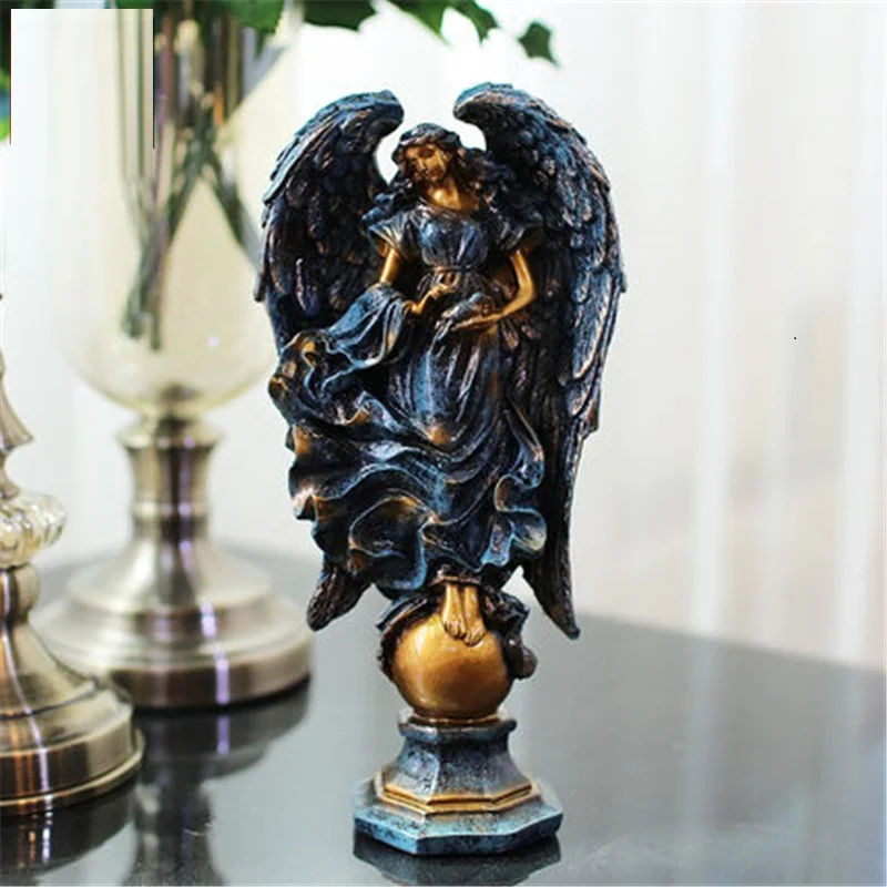 Ангел Девушка Статуя Ретро фигура скульптура колофония ремесла европейские статуэтки талисман предметы домашнего интерьера L3254
