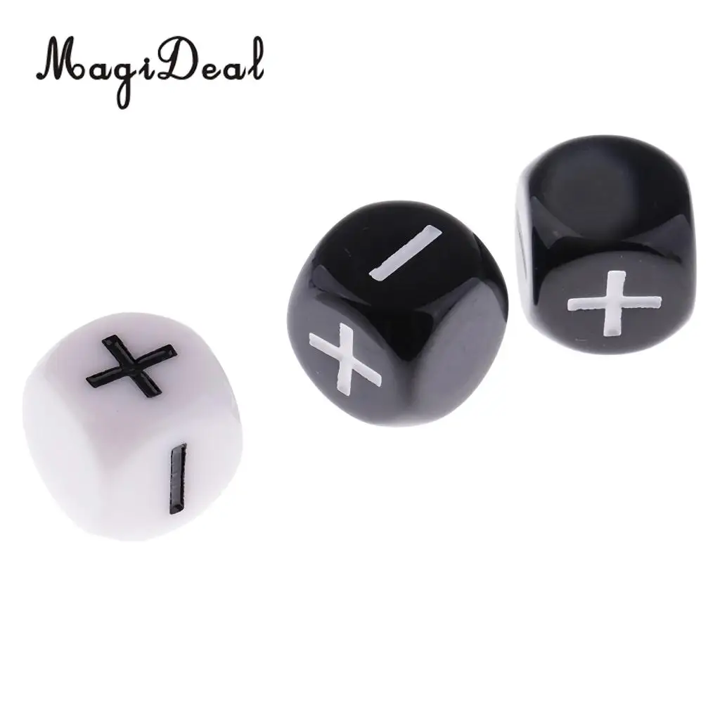 MagiDeal High Quality 10Pcs Plastic 6-Sided Dice Minus Plus D6 for Table Games D&D MTG RPG Gaming School Party Bar Game Props