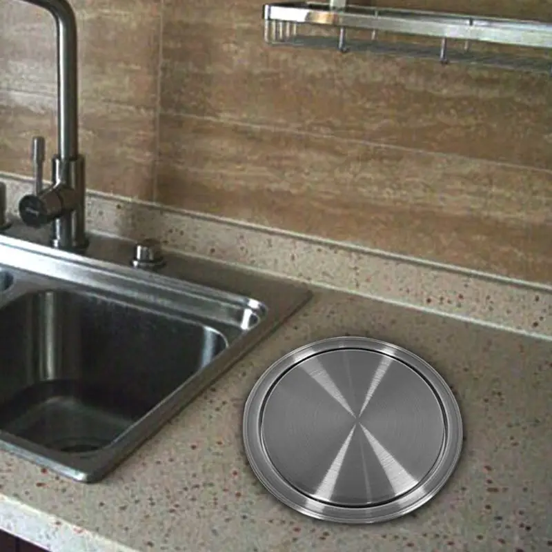 

Trash Bin Counter Top Cover Built-in Flap Garbage Can Lid For Kitchen Bathroom