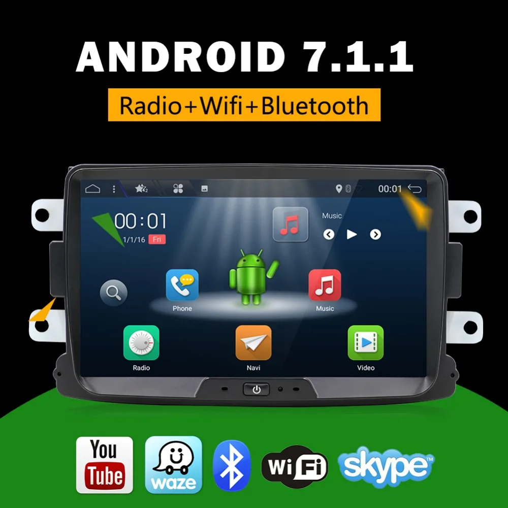 

8" Car Multimedia player Android 7.1 Autoradio 2 Din For Dacia/Sandero/Duster/Renault/Captur/Lada/Xray 2/Logan 2 USB DVR 2G RAM