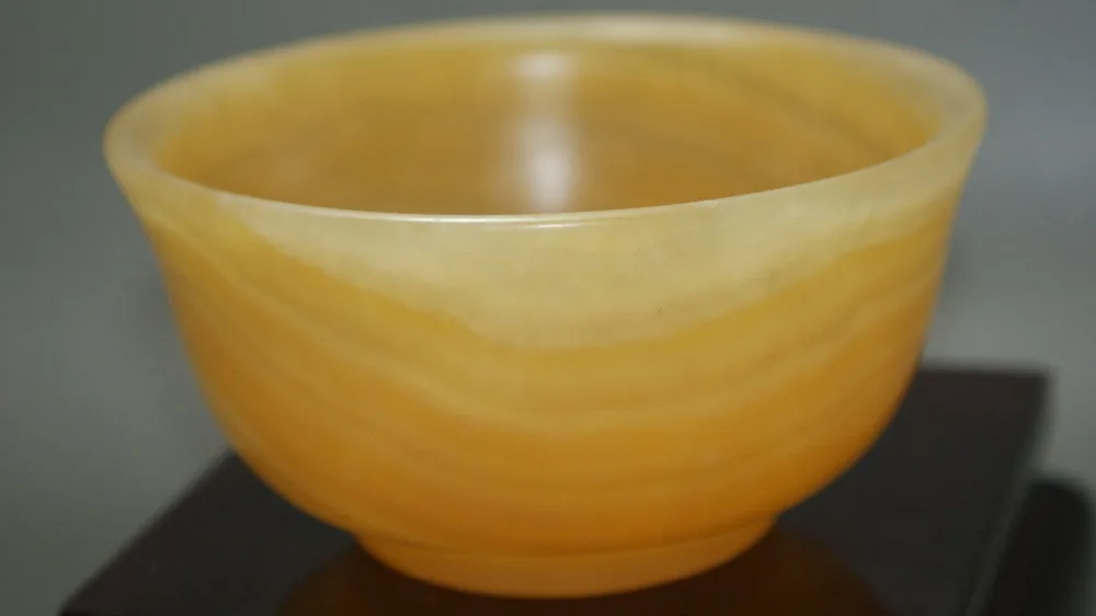 

Chinese Natural Jades Carved Beautiful Yellow Bowl Free shipping