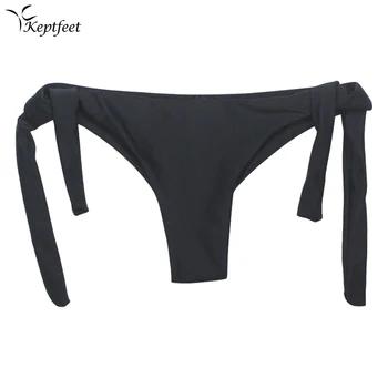

2018 Sexy Solid Thong Swim String Bikini Brazilian Cut Swimwear Women Bottom Adjustable Briefs Swimsuit Panties Underwear