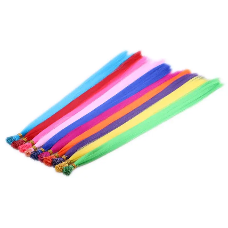 Synthetic Crochet Hair I Tip Feather Hair Extensions Straight Colorful Synthetic Pre Bonded Hair Luxury for Braiding 22" 1grams/strand 50strands/pack