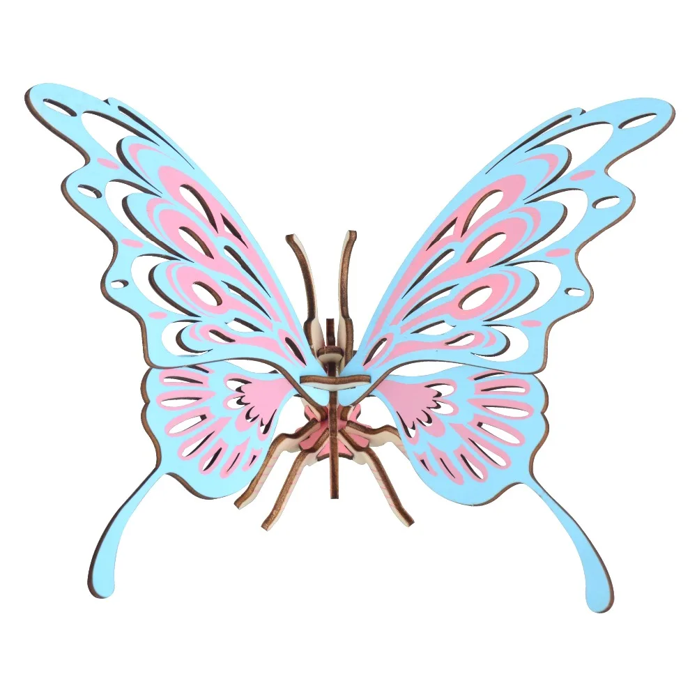 

New 3D Wooden Color Puzzle Butterfly Model puzzle DIY Painted Color Educational Toy Gift for Kids