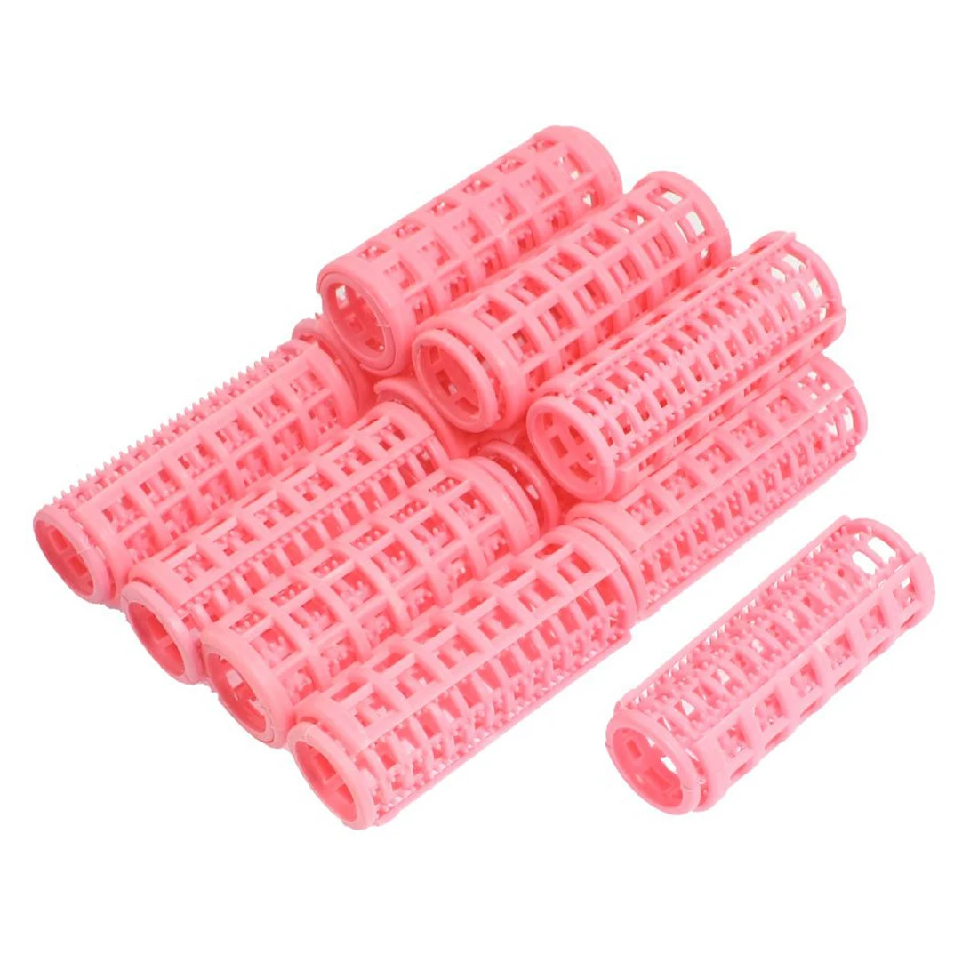 Best Sale 12 Pcs Pink Plastic DIY Hair Styling Roller Curlers Clips