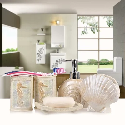 2016new 5pcs Set Resin Creative Seaside Bathroom Sets Bath 2016new 5pcs Set Resin Creative Seaside Bathroom Sets Bath Accessories Wash Gargle Suit Products In From Home Garden On