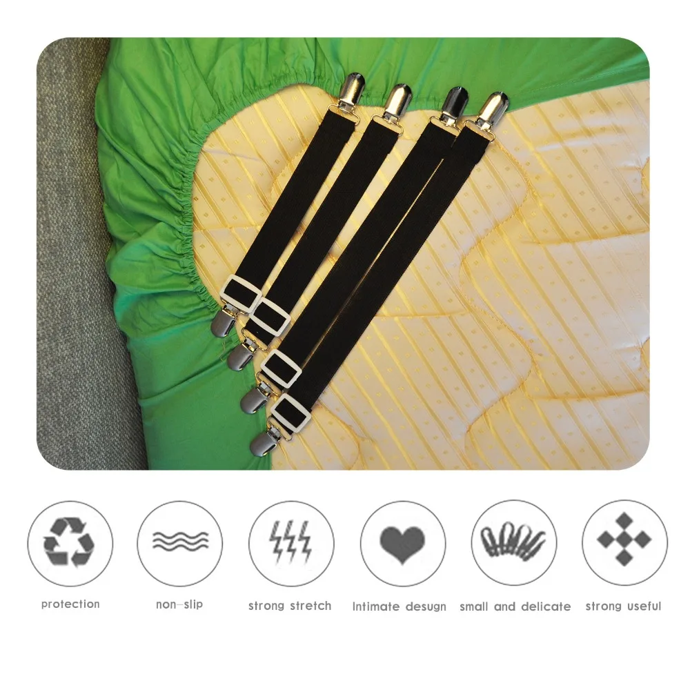 adjustable bed sheet cover grippers suspenders holder band straps fitted sheet clip