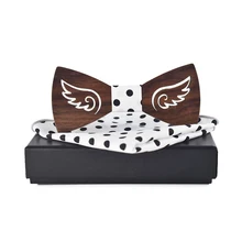 Mantieqingway полый деревянная бабочка носовой платок Набор галстуки для мужчин свадебный бизнес деревянный галстук-бабочка для мужчин подарок