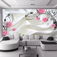 5D обои ТВ фон настенная живопись шелк розовая роза красивая комната для свадьбы простой цветок лоза гостиная