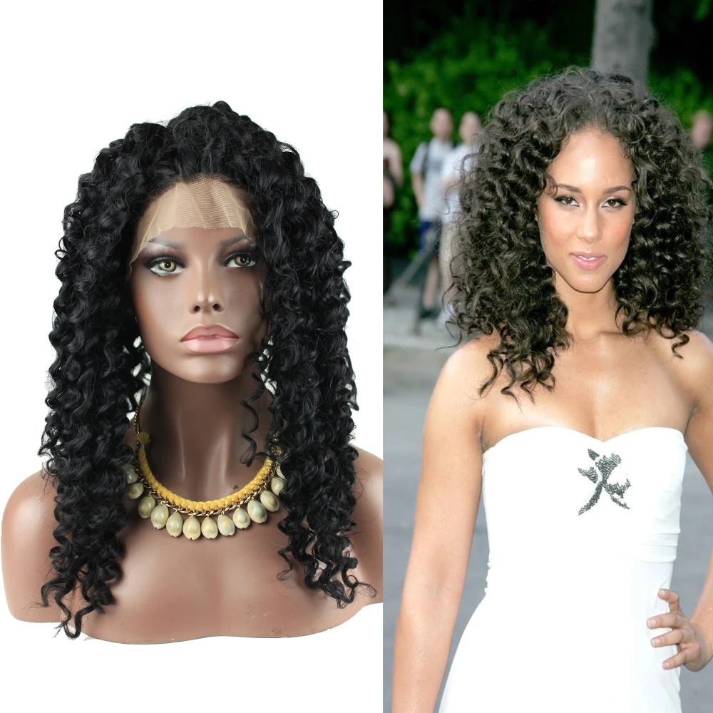 

Dreambeauty High Quality Cheap Synthetic Lace Front Wigs Deep Curly Natural Black Color for Black Woman