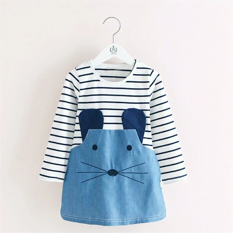 

Baby Winter Dress Girl Mouse Denim Clothes Toddler Girl Children Clothing Kids Party Wear Dresses for Little Girl School Dress